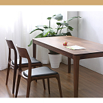 Стул деревянный с мягким сиденьем из черной натуральной кожи Moon Walnut Furniture варинант исполнения - 1 | Loft Concept в Костроме