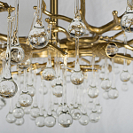 Потолочная люстра в виде ветвей деревьев золотого цвета с прозрачными подвесками-каплями Droplet Chandelier варинант исполнения - 5 | Loft Concept в Костроме