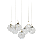Люстра с 7-ю плафонами из прозрачного стекла в форме шара Orb Cascade  варинант исполнения - 1 | Loft Concept в Костроме