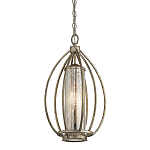 Подвесной светильник овальной формы с цилиндрическим плафоном в цвете сусальное серебро Kichler варинант исполнения - 1 | Loft Concept в Костроме