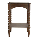 Приставной столик деревянный с резными ножками и нижней полкой Vintage Side Table Brown Wood варинант исполнения - 3 | Loft Concept в Костроме