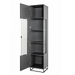 Шкаф-витрина цвета графит с полками и стеклянной дверью Strict Lines варинант исполнения - 3 | Loft Concept в Костроме