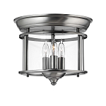 Потолочный светильник в форме фонаря с прозрачным цилиндрическим плафоном и тремя лампами в форме свечей Hinkley варинант исполнения - 1 | Loft Concept в Костроме