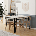 Стол обеденный с прямоугольной столешницей пыльного белого цвета на 4-х металлических ножках PAL ANCIENT WHITE варинант исполнения - 3 | Loft Concept в Костроме