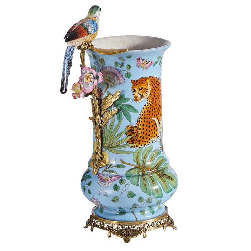 Ваза из фарфора с птицей на бронзовой ветке Garden of Eden Бронза Мульти в Костроме | Loft Concept 