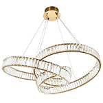 Подвесная люстра в виде изогнутых колец с хрустальным декором Ring Horizontal Oculus Gold Light Chandelier варинант исполнения - 3 | Loft Concept в Костроме