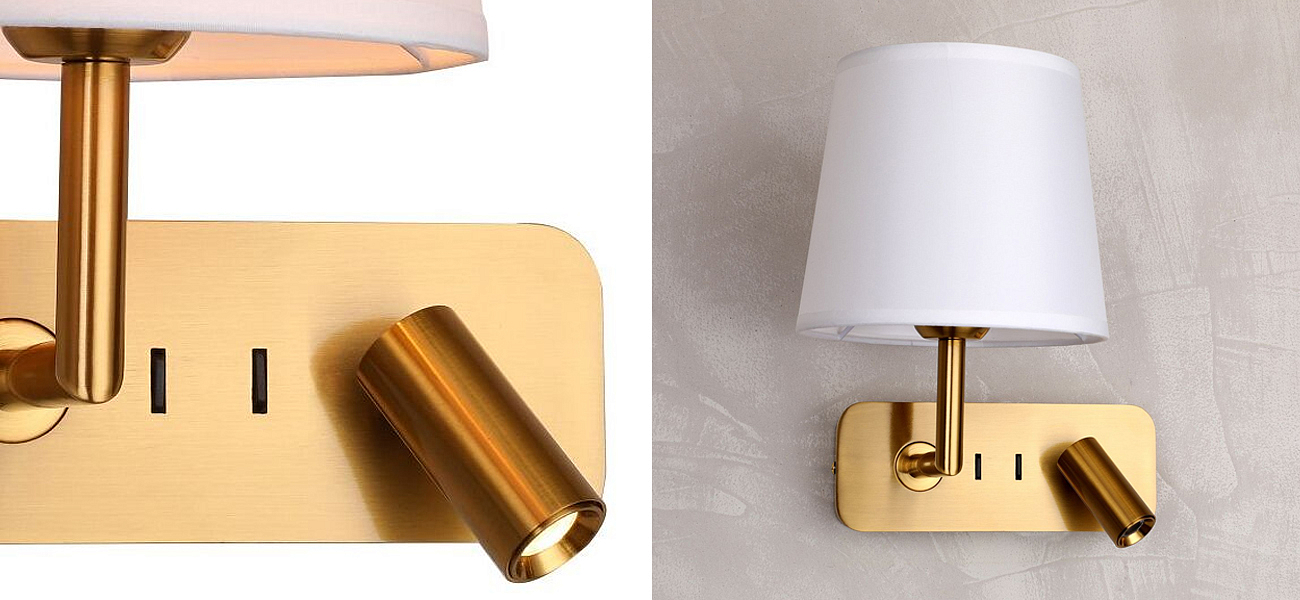 Бра с абажуром Trumpet Lamp Brass 2 лампы Бра с абажуром Trumpet Lamp Brass 2 лампы - Loft-Concept в Костроме