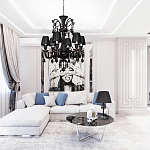 Люстра подвесная с плиссированными абажурами и множеством подвесок черного цвета Диаметр 62 см Lustre Reverie варинант исполнения - 4 | Loft Concept в Костроме