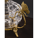 Конфетница из прозрачного рельефного стекла с ручками в виде стрекоз и фигуркой лебедя Eden Garden варинант исполнения - 4 | Loft Concept в Костроме