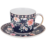 Чайный сервиз из фарфора синий на 6 персон 14 предметов Flower Porcelain Collection варинант исполнения - 2 | Loft Concept в Костроме