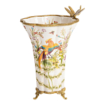 Ваза из фарфора с бронзовой стрекозой  Paradise Dragonfly варинант исполнения - 6 | Loft Concept в Костроме