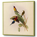 Постер на холсте с изображением птиц и цветов Blooming Birds Poster варинант исполнения - 3 | Loft Concept в Костроме