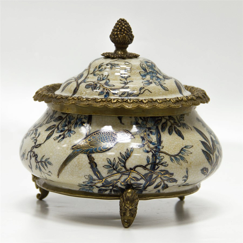 Шкатулка Blue and Bronze Cuckoo Белый Бронза Синий Шкатулка Blue and Bronze Cuckoo Белый Бронза Синий в Костроме | Loft Concept