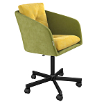 Стул с мягкой обивкой из велюра и подъемно-поворотным механизмом на колесиках Mason Green and Yellow варинант исполнения - 1 | Loft Concept в Костроме