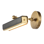 Светильник для картин цвет винтажная латунь с прямоугольным плафоном из кожи черного цвета Alora варинант исполнения - 4 | Loft Concept в Костроме