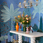 Обои ручная роспись Malwa Special Colourway on blue painted Xuan paper варинант исполнения - 1 | Loft Concept в Костроме