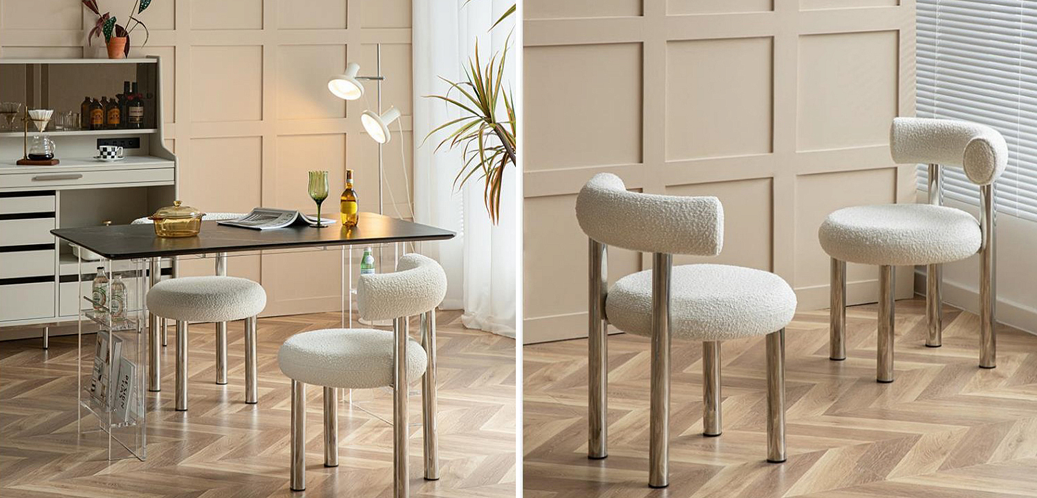 Стул Ellias White Boucle Chair Стул Ellias White Boucle Chair - Loft-Concept в Костроме