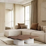 Дизайнерский журнальный стол с фигурной столешницей на белом основании Holarisex варинант исполнения - 1 | Loft Concept в Костроме