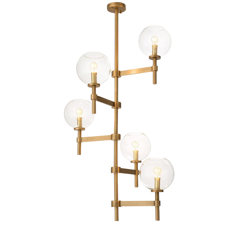 Люстра Chandelier Jade Cascade Латунь Античная полированная Прозрачное Стекло Люстра Chandelier Jade Cascade Латунь Античная полированная Прозрачное Стекло в Костроме | Loft Concept