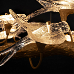 Люстра подвесная с прозрачными стеклянными птичками на ветвях Диаметр 80 см Serip Voa варинант исполнения - 10 | Loft Concept в Костроме