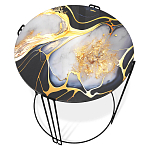 Стол журнальный круглый со столешницей из стекла Gold and Black Marble варинант исполнения - 2 | Loft Concept в Костроме