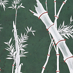 Обои ручная роспись Bamboo Argent on Edo Green painted silk варинант исполнения - 2 | Loft Concept в Костроме