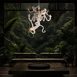 Люстра с тремя фигурами обезьян с лампочками в руках белого цвета Hanging Monkey варинант исполнения - 10 | Loft Concept в Костроме
