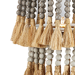 Подвесной светильник двухъярусный с декором из круглых деревянных бусин с кисточками Gray Brown Wooden Beads Chandelier варинант исполнения - 1 | Loft Concept в Костроме