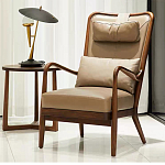 Кресло c каркасом из массива дерева и с мягким подголовником Walnut Armchair варинант исполнения - 1 | Loft Concept в Костроме