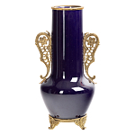 Ваза темно-синяя фарфоровая с бронзовыми ручками и ножками Eden Garden варинант исполнения - 1 | Loft Concept в Костроме