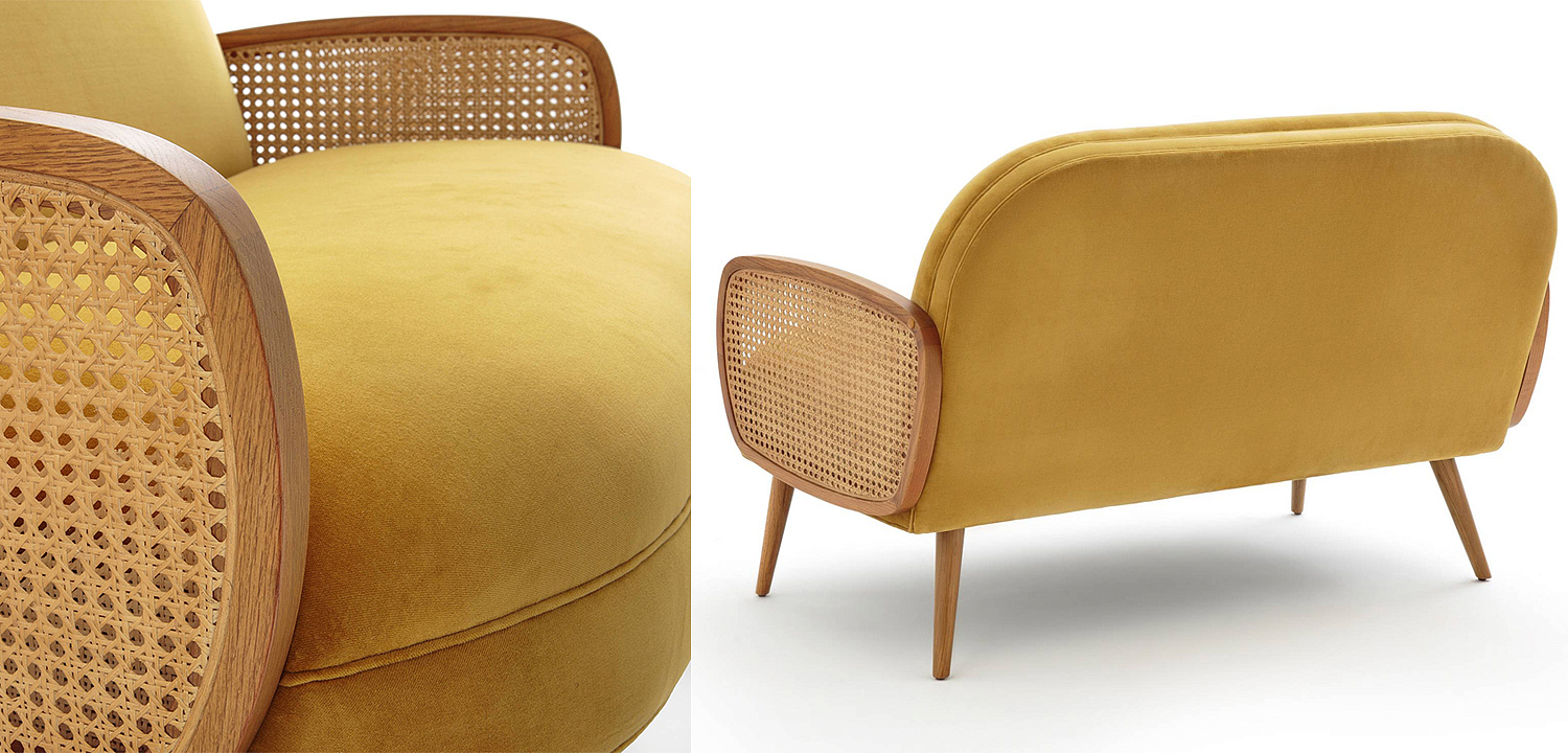Диван Morten Wicker Sofa Горчичный Диван Morten Wicker Sofa Горчичный - Loft-Concept в Костроме