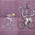 Плитка с узором Осьминог велосипедист варинант исполнения - 2 | Loft Concept в Костроме