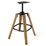 Барный стул со спинкой и металлической подставкой на 4-х деревянных ножках Синий Велюр Vendramin Chair варинант исполнения - 4 | Loft Concept в Костроме