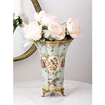 Ваза голубого цвета из фарфора с цветочным рисунком и бронзовой стрекозой Blue Garden варинант исполнения - 4 | Loft Concept в Костроме