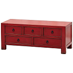 Деревянная ТВ-тумба с 5-ю выдвижными ящиками в китайском стиле красная Wei Chinese TV Stand варинант исполнения - 2 | Loft Concept в Костроме