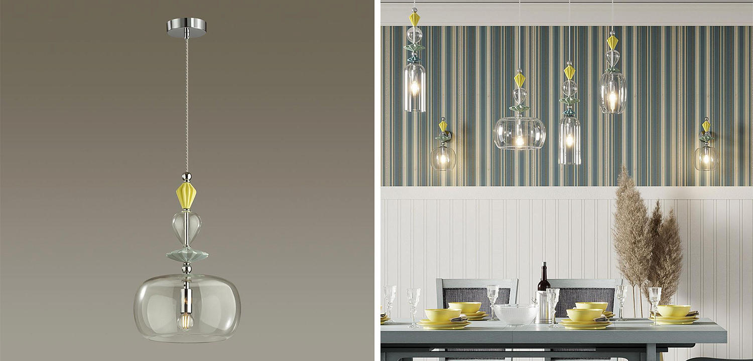 Подвесной светильник Iris Glas hanging lamp candy A chrome Подвесной светильник Iris Glas hanging lamp candy A chrome - Loft-Concept в Костроме