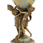 Ваза голубого цвета из фарфора с золотым растительным орнаментом и бронзовыми фигурками женщин Eden Garden porcelain and bronze варинант исполнения - 1 | Loft Concept в Костроме