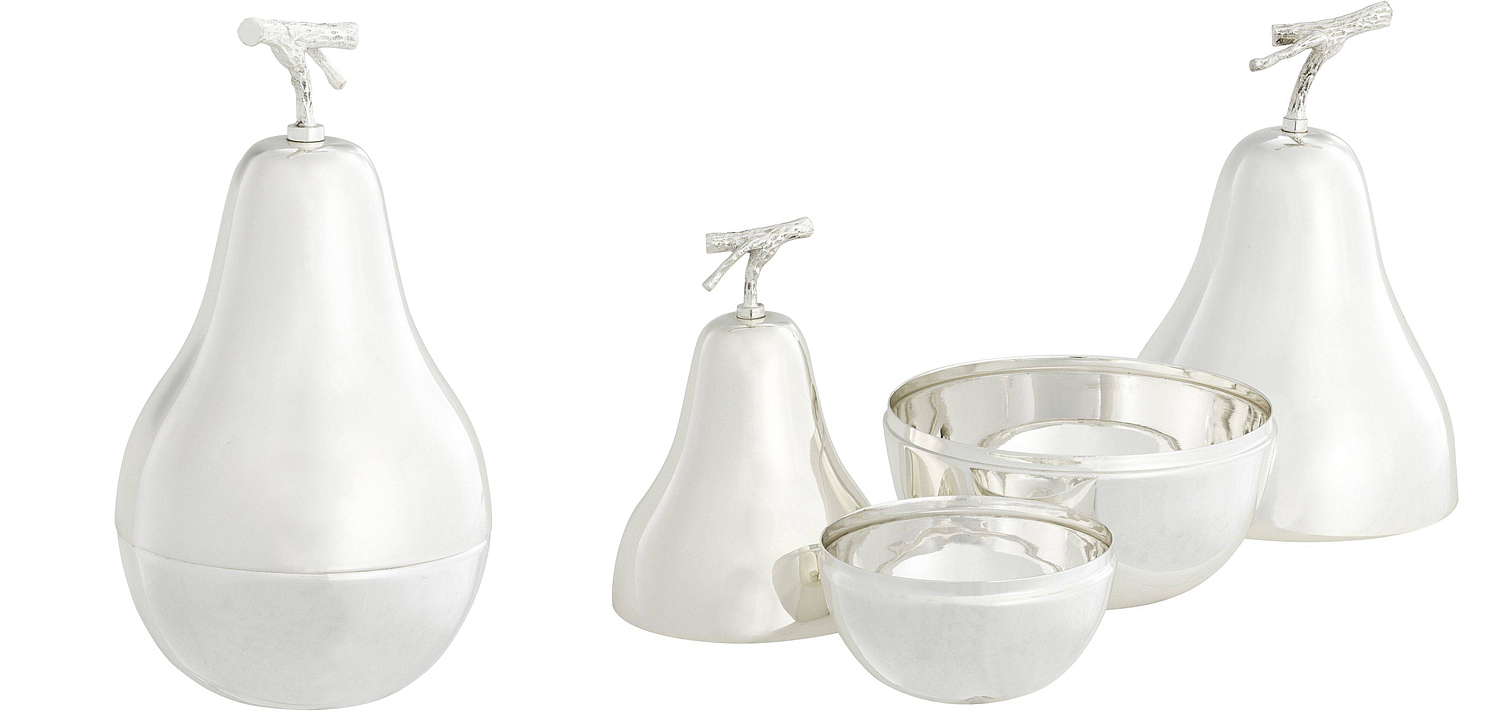 Комплект шкатулок Eichholtz Box Pear Set of 2 Silver Комплект шкатулок Eichholtz Box Pear Set of 2 Silver - Loft-Concept в Костроме