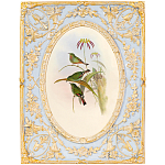 Декоративный постер с изображением птиц в раме с рельефным растительным узором Blooming Birds Poster варинант исполнения - 12 | Loft Concept в Костроме