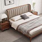 Кровать двуспальная с мягким изголовьем Moon Walnut Bed варинант исполнения - 1 | Loft Concept в Костроме