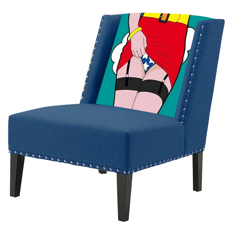 FUN Armchair "Super woman" Blue Дизайнерское кресло с цветным принтом Бирюзовый FUN Armchair "Super woman" Blue Дизайнерское кресло с цветным принтом Бирюзовый в Костроме | Loft Concept