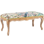 Банкетка из массива бука с цветочным принтом Beige Chinoiserie Garden Banquette варинант исполнения - 1 | Loft Concept в Костроме