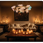 Люстра круглая на золотом каркасе с цветочным декором Miscellaneous herbs варинант исполнения - 7 | Loft Concept в Костроме