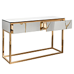 Консоль с ящиками зеркальная с золотым декором Gold Painted Mirror Console варинант исполнения - 2 | Loft Concept в Костроме