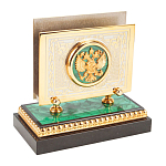 Настольный письменный набор из малахита и долерита с декором в виде герба России Leader Organizer варинант исполнения - 6 | Loft Concept в Костроме