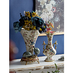 Ваза белого цвета из фарфора с цветочным рисунком и бронзовыми ручками с фигурками птиц Eden Garden porcelain and bronze варинант исполнения - 6 | Loft Concept в Костроме