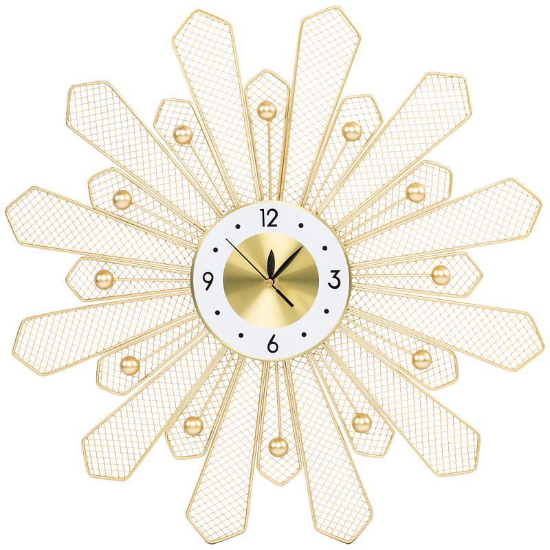 Часы настенные из металла в виде солнца с белым циферблатом Mirror Tower Clock Золотой Черный Белый Часы настенные из металла в виде солнца с белым циферблатом Mirror Tower Clock Золотой Черный Белый в Костроме | Loft Concept