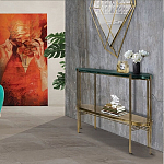 Консоль овальной формы золотая с полкой для хранения Craig варинант исполнения - 4 | Loft Concept в Костроме