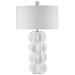 Настольная лампа белая с тканевым абажуром в форме цилиндра Morphing варинант исполнения - 4 | Loft Concept в Костроме