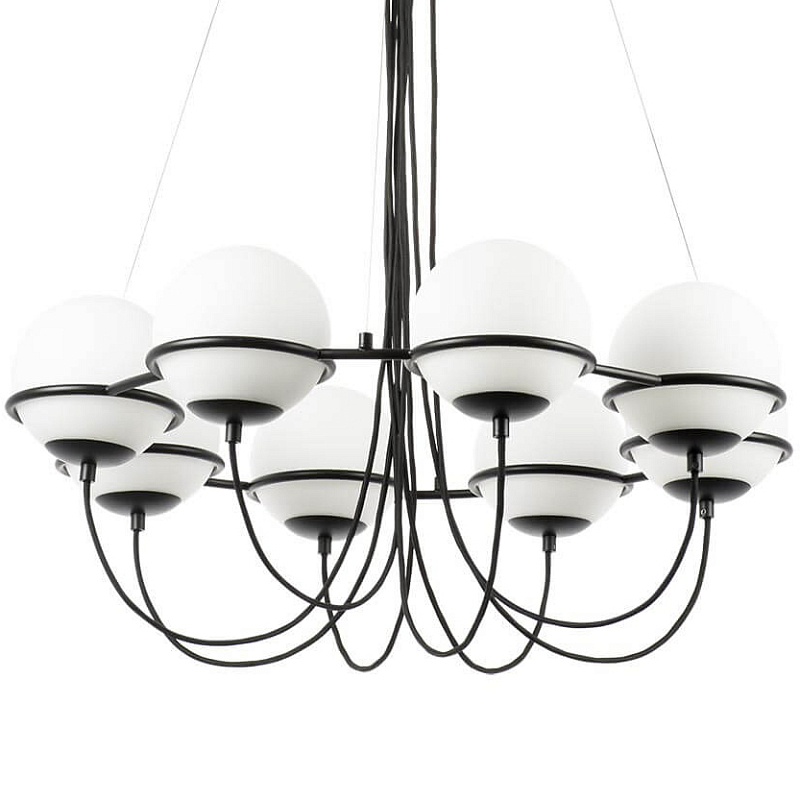 Люстра Melissa Chandelier Black 8 Черный Белый Люстра Melissa Chandelier Black 8 Черный Белый в Костроме | Loft Concept